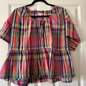 Anthropologie Multicolor Plaid Blouse